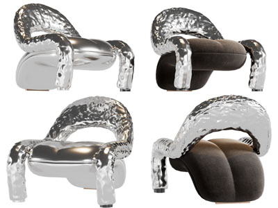 后现代金属质感的休闲椅子