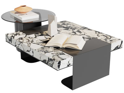 现代方形 圆形拼接茶几3d模型 现代方形 圆形拼接茶几