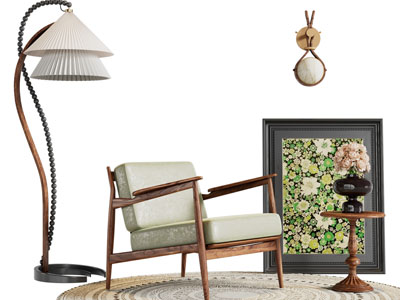 北欧休闲椅子 边几 地画