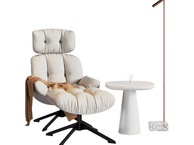 现代休闲椅子 脚踏 边几