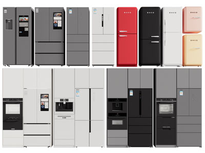 现代嵌入电冰箱的高柜 橱柜