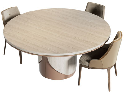 现代圆形餐桌椅组合3d模型 现代圆形餐桌椅组合