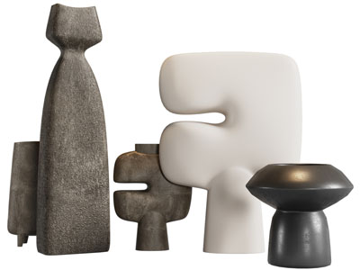 侘寂风陶艺器皿装饰摆件组合