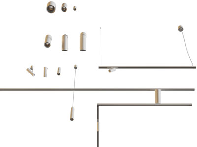 现代一字吊灯 可转向筒灯射灯