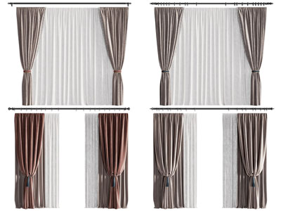 现代布艺窗帘杆 窗帘窗纱3d模型 现代布艺窗帘杆 窗帘窗纱