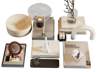 现代书籍 台灯摆件组合