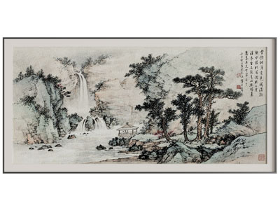 新中式山脉树木装饰挂画3d模型 新中式山脉树木装饰挂画