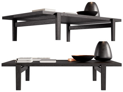 现代长方形实木茶几3d模型 现代长方形实木茶几