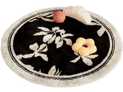 现代毛绒圆形地毯3d模型 现代毛绒圆形地毯