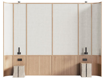 侘寂风实木床头背景墙3d模型 侘寂风实木床头背景墙