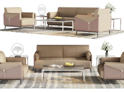 现代多人 单人沙发和茶几组合