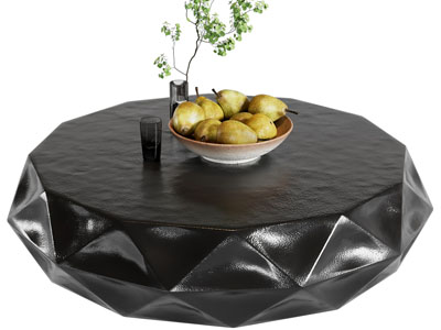 现代黑色圆形茶几3d模型 现代黑色圆形茶几
