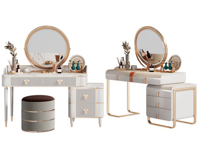 现代轻奢化妆 梳妆台3d模型 现代轻奢化妆 梳妆台