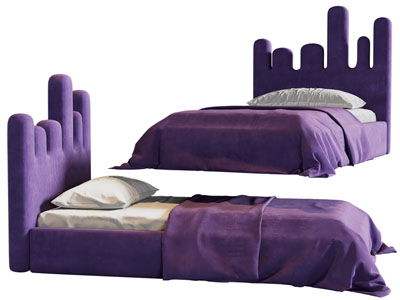 现代紫色双人床 儿童床