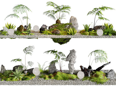 新中式石子 假山 花草景观园艺小品