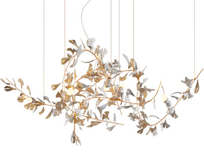 新中式银杏叶装饰的吊灯