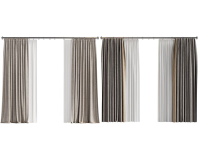 现代窗帘杆 窗帘窗纱3d模型 现代窗帘杆 窗帘窗纱