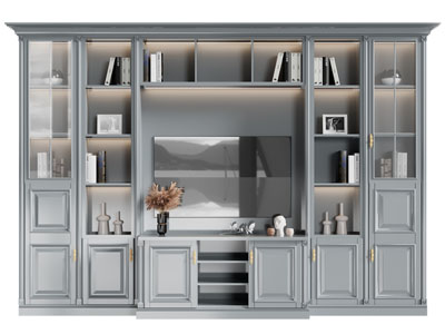 美式实木中间镂空的装饰柜 电视背景墙