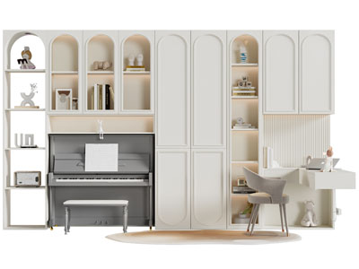 法式带书桌的衣柜装饰组合柜3d模型 法式带书桌的衣柜装饰组合柜