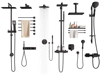 现代黑色淋浴花洒