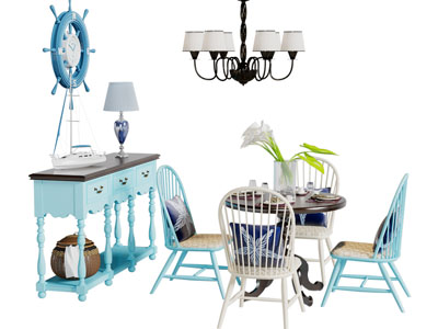 地中海休闲桌椅组合 边柜3d模型 地中海休闲桌椅组合 边柜