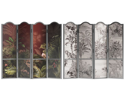 现代装饰花草植物图案的屏风