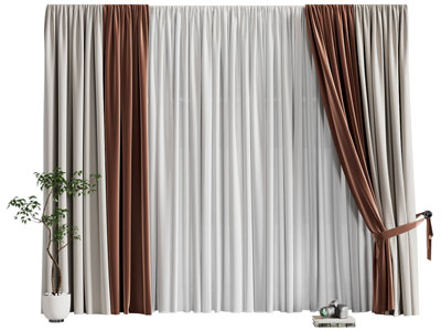 现代窗帘窗纱3d模型 现代窗帘窗纱