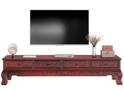 新中式红木雕花电视柜 电视