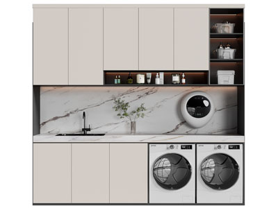 现代洗衣机收纳柜