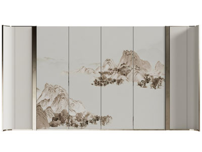 新中式床头背景墙3d模型 新中式床头背景墙