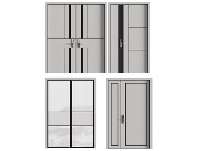 现代双开门 字母入户门 玻璃推拉门