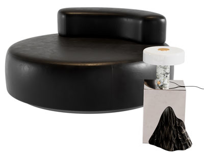 现代单人沙发 边几台灯