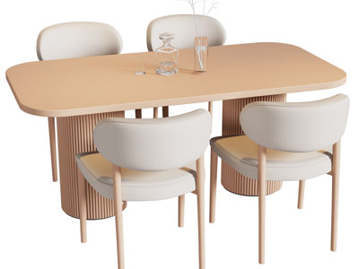 现代餐桌椅组合3d模型 现代餐桌椅组合