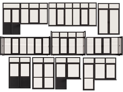 现代平开门 平开窗户