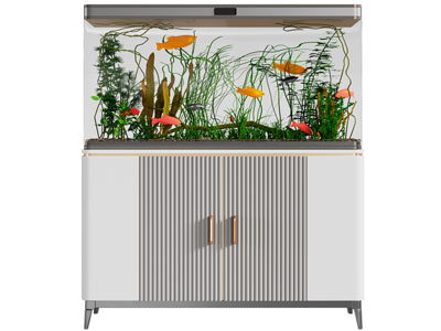 新中式带收纳柜的鱼缸水族