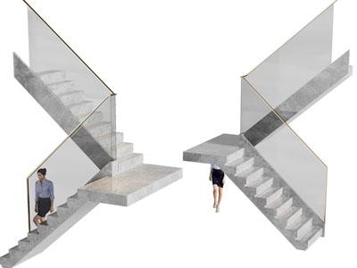 现代玻璃扶手旋转楼梯3d模型 现代玻璃扶手旋转楼梯