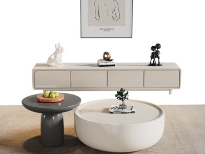 现代电视柜 圆形茶几组合
