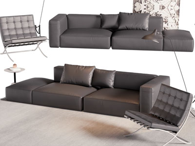 现代多人沙发 休闲椅子