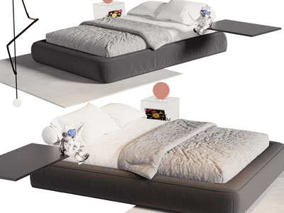 现代布艺双人床