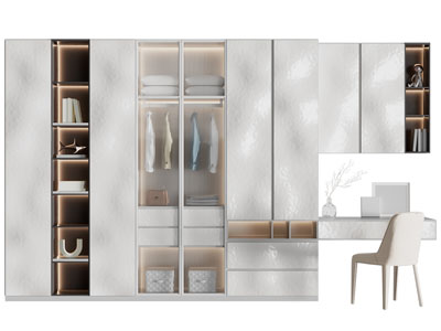 现代带化妆台的衣柜3d模型 现代带化妆台的衣柜