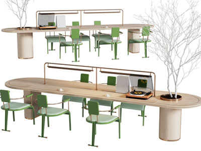 现代椭圆形餐桌椅组合3d模型 现代椭圆形餐桌椅组合