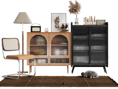 北欧实木餐边柜 玄关柜 休闲椅子