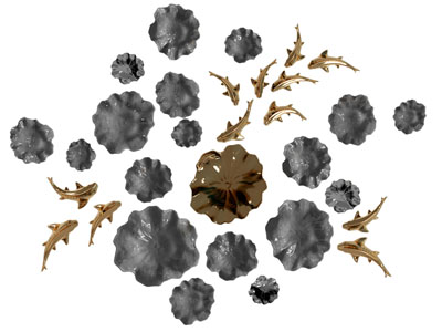 新中式鱼群 荷叶墙饰挂件