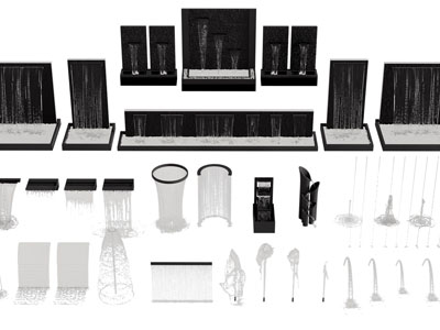 现代水景 喷泉 瀑布