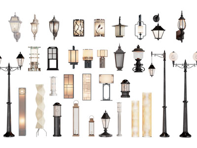 新中式落地灯 路灯 地灯 壁灯