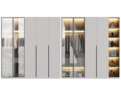 现代玻璃柜门的衣柜3d模型 现代玻璃柜门的衣柜
