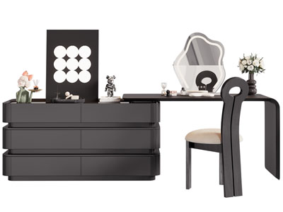 现代中古化妆 梳妆台3d模型 现代中古化妆 梳妆台