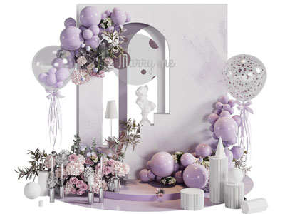 现代紫色气球 花束美陈 演绎舞台 户外装置