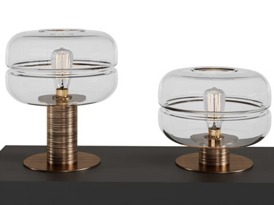 现代玻璃灯罩圆形台灯