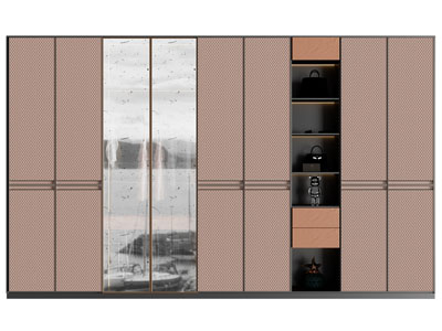 新中式花纹柜门衣柜3d模型 新中式花纹柜门衣柜